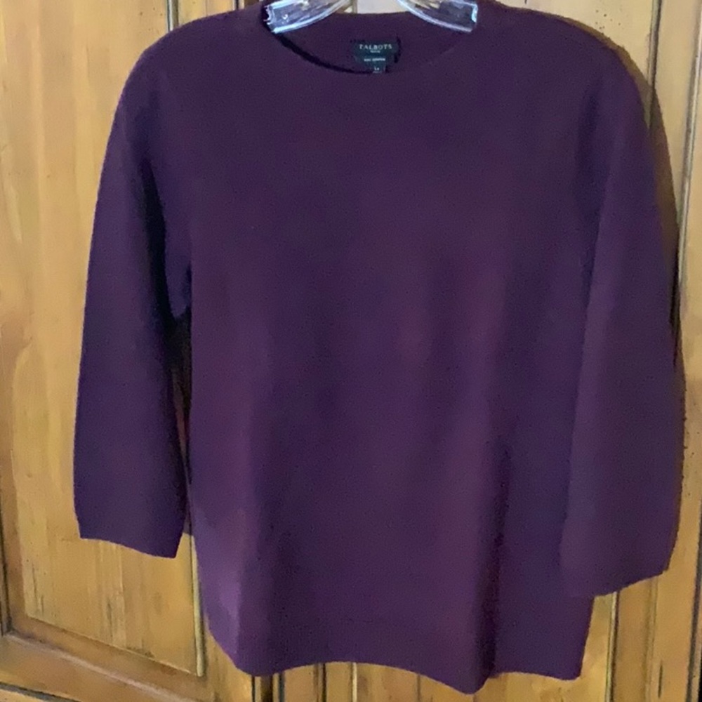 Purple, Talbots, cashmere sweater size large petite.